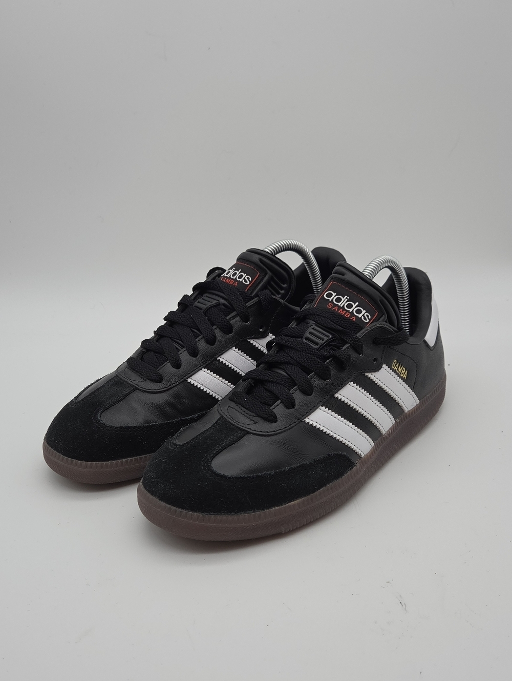-- Adidas Samba Black White Leather Sneakers Women's 8 - Picture 2 of 9